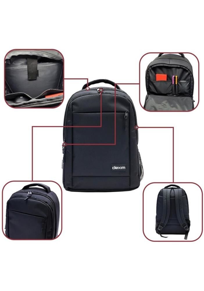 Dexim DXBP12 Venio 15.6'' Siyah Notebook Sırt Çantası Suya Dayanıklı, Rahat Taşıma, Çok Bölmeli