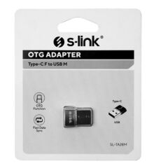 S-link SL-TA28M Type-C Dişi - USB-A Erkek Metal Gövdeli OTG Dönüştürücü Adaptör Siyah