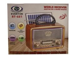 Everton RT-681 Güneş Panelli (Solar) Şarj Edilebilir Led Fenerli Nostaljik Radyo