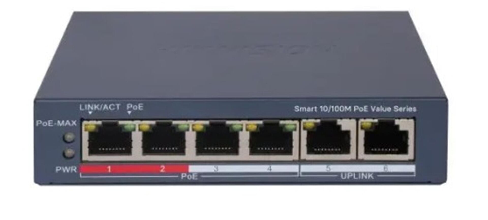 Hikvision DS-3E1106P-EI-M 6-Port 10/100 Mbps Akıllı Yönetilemez Switch (4 Port PoE, 2 Port Uplink, 35W)