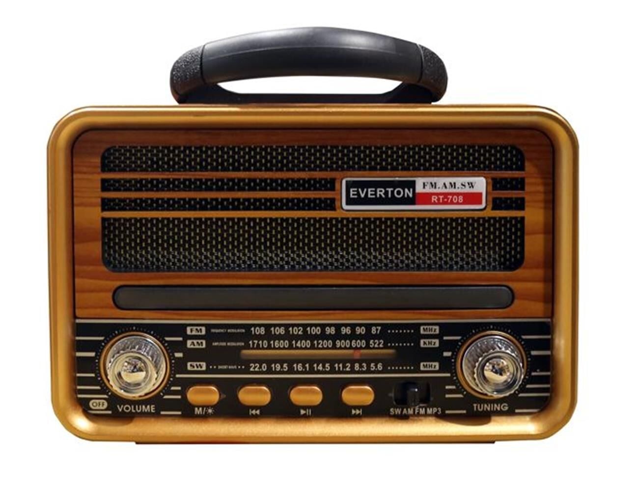 Everton RT-708 Solar Bluetooth FM/USB/TF/AUX Şarjlı Nostaljik Radyo