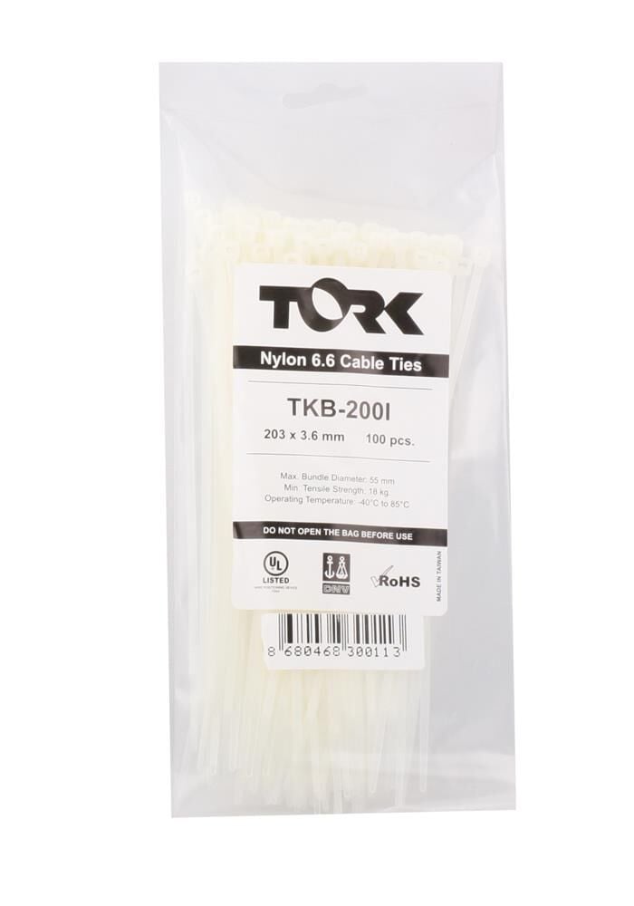 Tork TKB-200I 3.6-203 Beyaz Kablo Bağı 100lü Paket