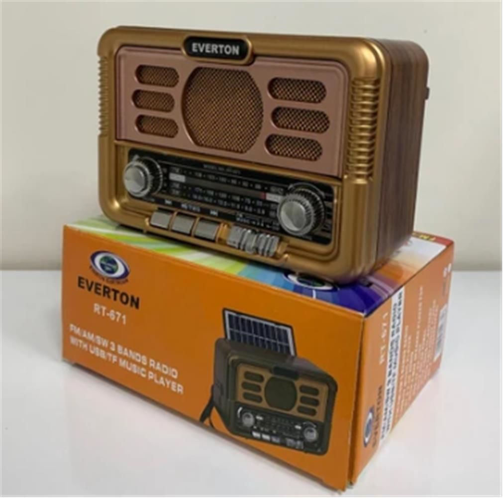 Everton RT-671 Bluetooth FM-USB-TF-AUX Şarjlı Solar Güneş Panelli Nostaljik Radyo