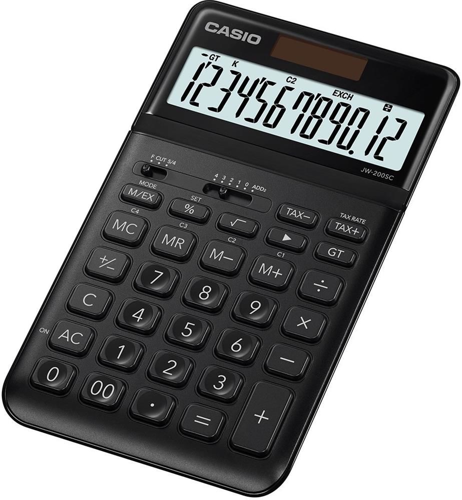 Casio JW-200SC-BK 12 Hane Siyah Masaüstü Hesap Makinesi