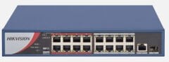 HIKVISION DS‑3E0318P‑E/M 16×10/100 Mbps PoE‑af/at Port, 1× Gigabit RJ45 + 1× Gigabit SFP Combo Uplink, 130 W PoE Gücü Unmanaged Switch