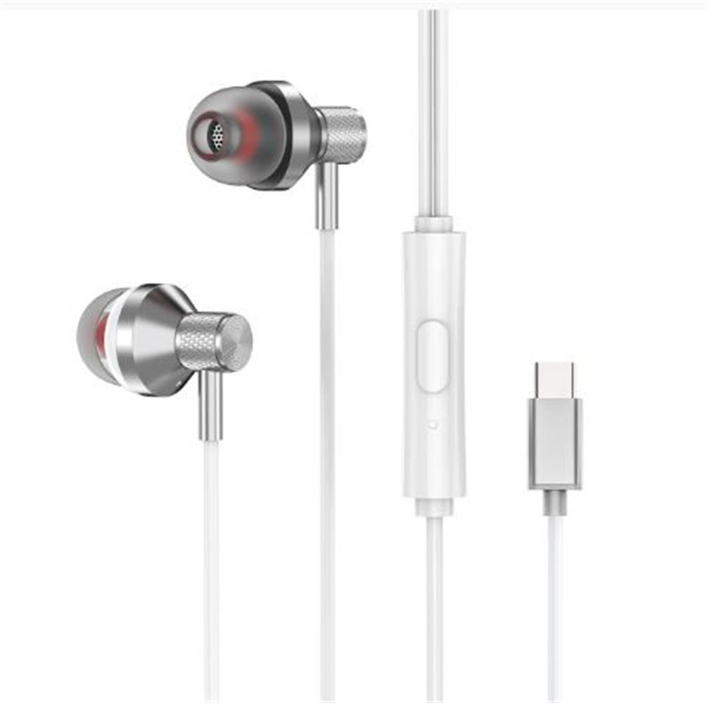 S-link SL-TPK03 USB Type-C Bağlantılı Metal Gövdeli Beyaz Kulak İçi Mikrofonlu Kulaklık