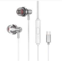 S-link SL-TPK03 USB Type-C Bağlantılı Metal Gövdeli Beyaz Kulak İçi Mikrofonlu Kulaklık