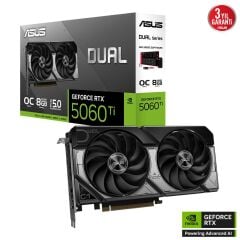 ASUS Dual GeForce RTX 5060 Ti 8 GB GDDR7 OC Edition 2632MHz Boost CUDA 4608 28 Gbps 128‑bit PCIe 5.0 2.5‑Slot HDMI 2.1b x1 DisplayPort 2.1b x3 0dB Axial‑Tech Fans DUAL‑RTX5060TI‑O8G