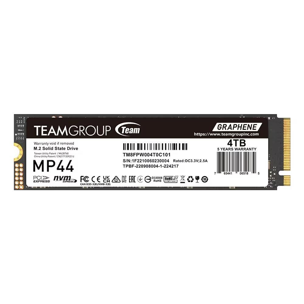 TeamGroup MP44 4TB NVMe PCIe Gen4 x4 M.2 2280 SSD (7400MB Okuma / 6500MB Yazma) - TM8FPW004T0C101