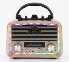 Everton RT-301.m  Bluetooth-USB-SD-FM Şarjlı,Solarlı,Ledli, Nostaljik Radyo El Fenerl Radyo