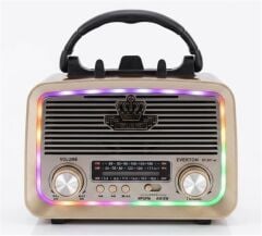Everton RT-301.m  Bluetooth-USB-SD-FM Şarjlı,Solarlı,Ledli, Nostaljik Radyo El Fenerl Radyo