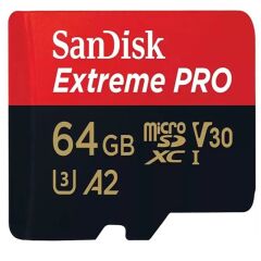 SanDisk Extreme Pro 64GB MicroSDXC UHS-I U3 V30 A2 200MB/s Hafıza Kartı SDSQXCU-064G-GN6MA
