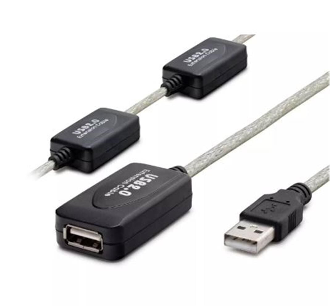 Hadron HDX7525 USB 2.0 Erkek - Dişi (A-A) 30 Metre Aktif Sinyal Güçlendiricili Uzatma Kablosu - Gümüş