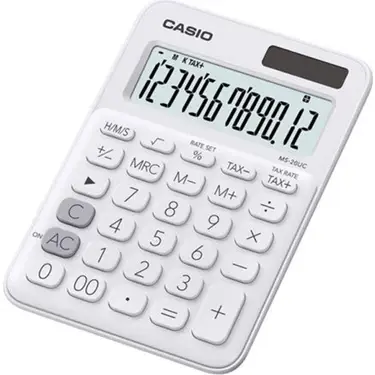 Casio MS-20DQ-BK 12 Hane Beyaz Masa Üstü Hesap Makinesi