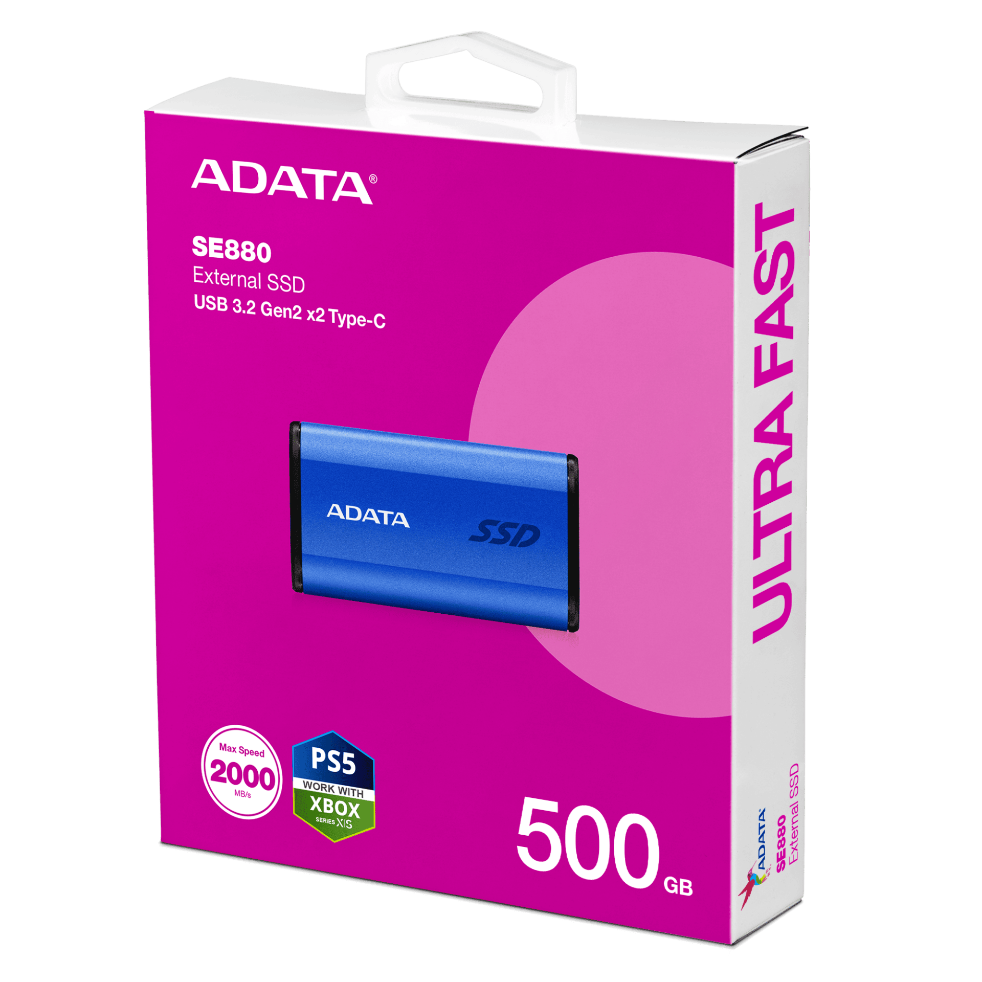 ADATA 500GB SE880 Taşınabilir SSD MAVİ AELI-SE880-500GCBU