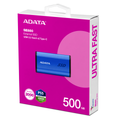 ADATA 500GB SE880 Taşınabilir SSD MAVİ AELI-SE880-500GCBU