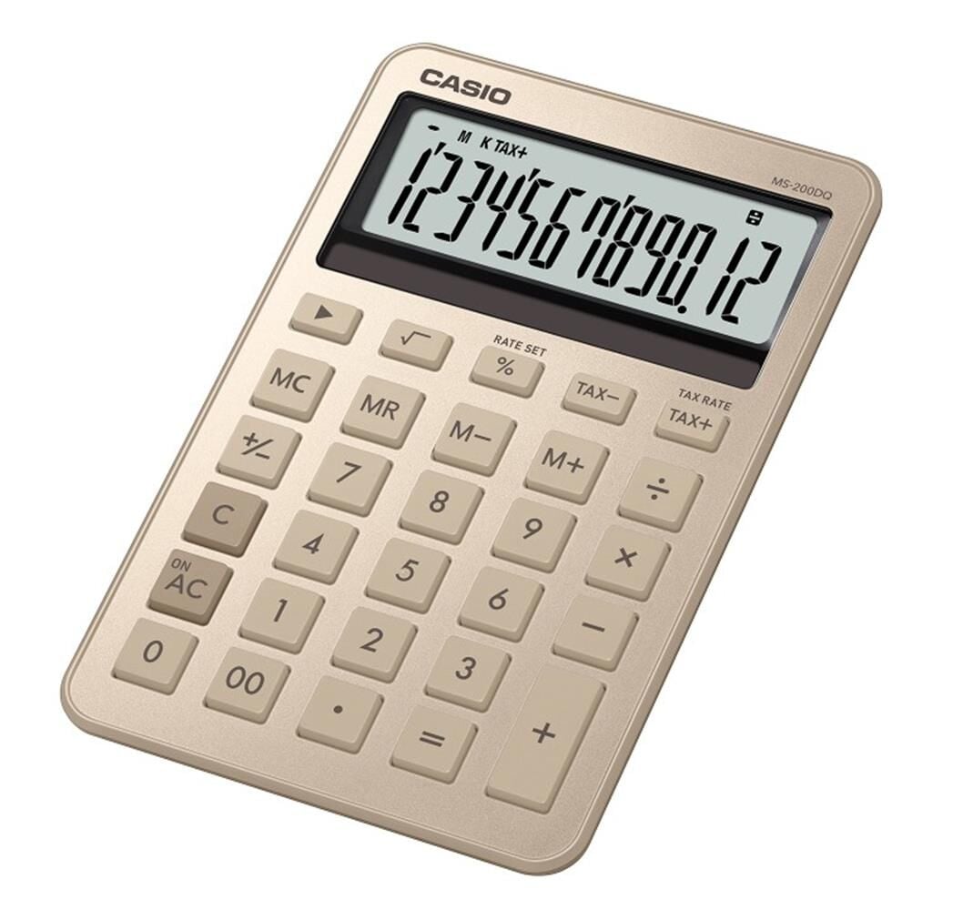 Casio MS-20DQ-GD 12 Hane Parlak Gold Masa Üstü Hesap Makinesi