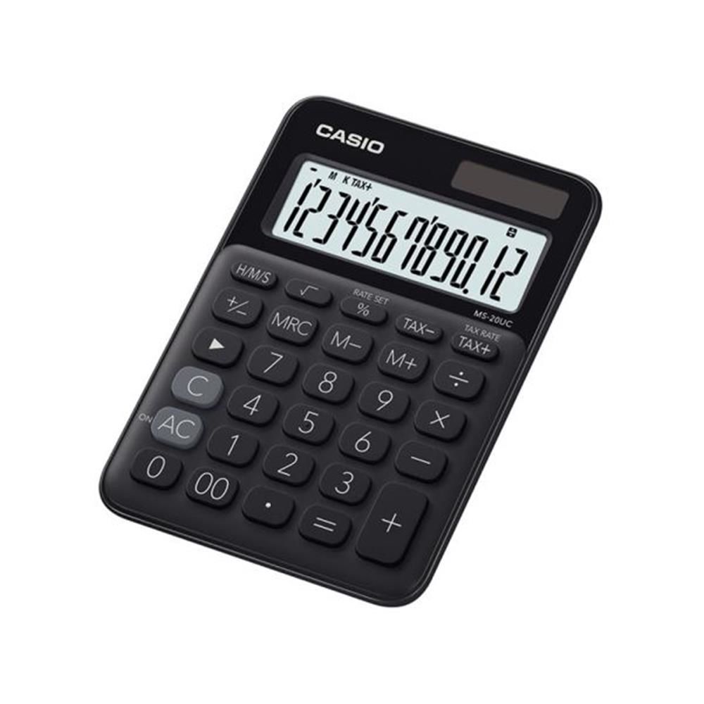 Casio MS-20UC-BK 12 Haneli Renkli Mini Masaüstü Hesap Makinesi - Siyah