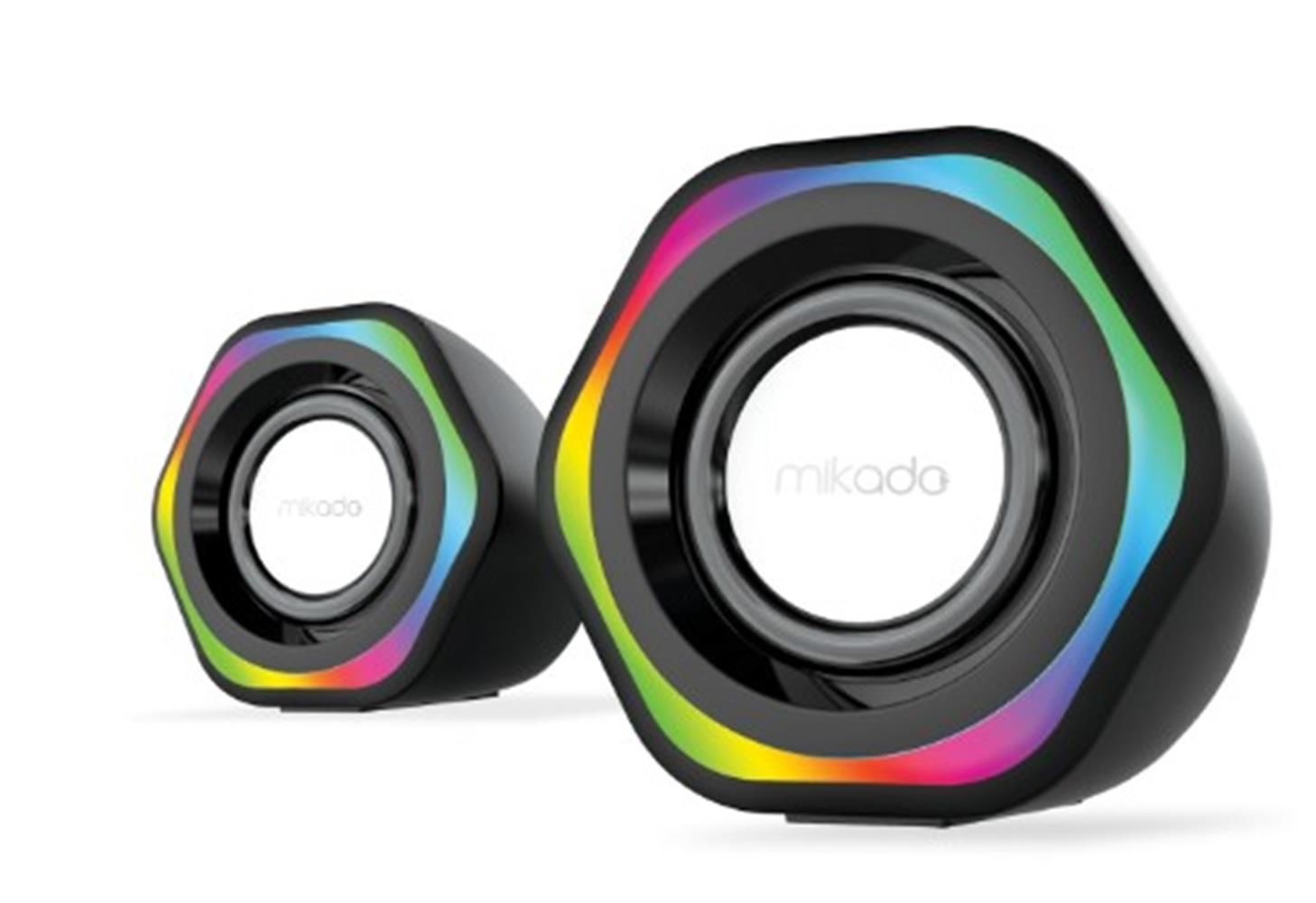 Mikado MD-176 2.0 3W Beyaz RGB Aydınlatmalı USB + 3.5mm 5V Speaker Hoparlör