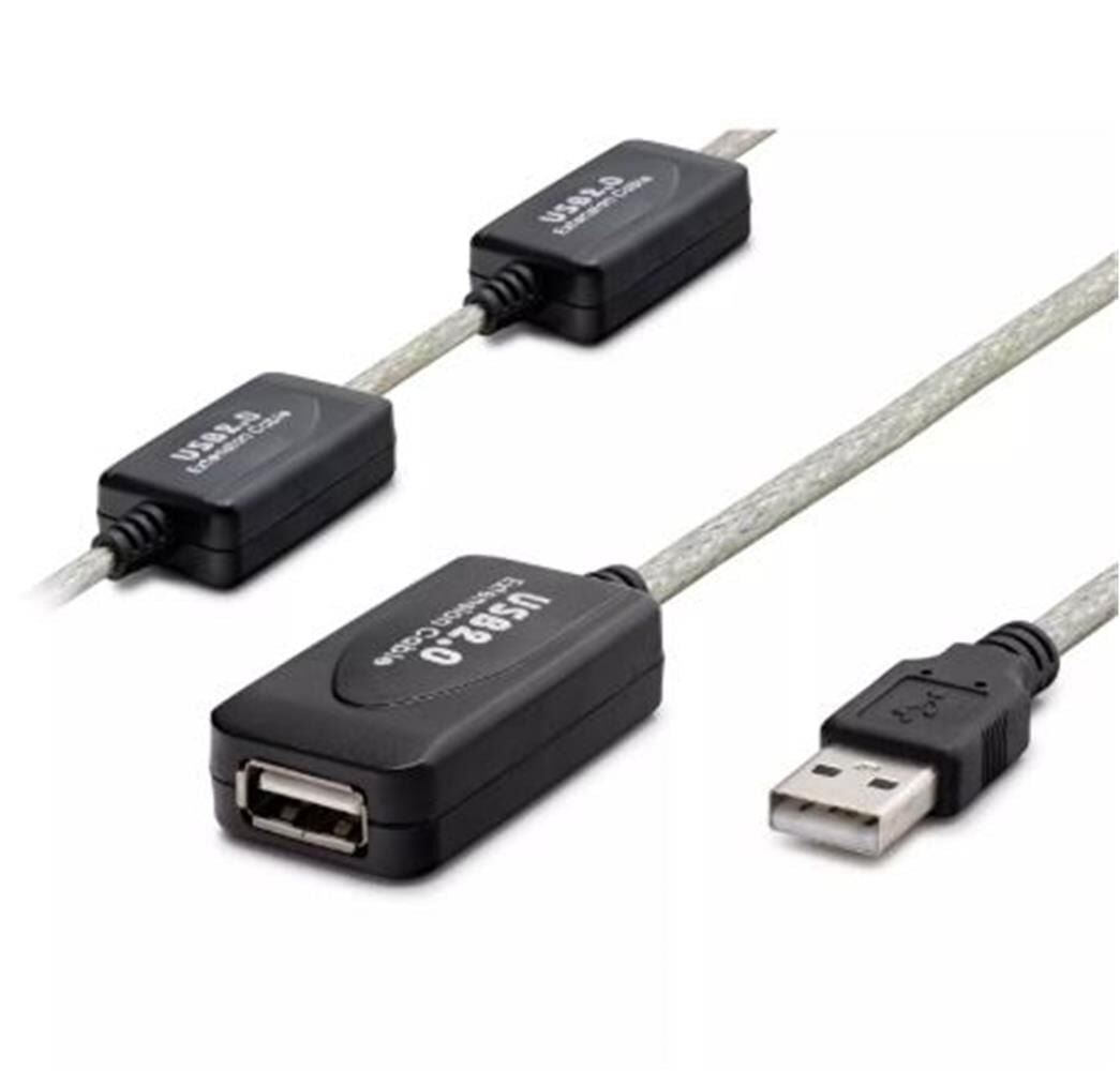 Hadron HDX7546 25 Metre USB 2.0 Aktif Uzatma Kablosu (USB-A Erkek - USB-A Dişi) Silver