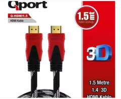 QPORT Q-HDMI1.5 HDMI 1.4 Altın Uçlu 1.5 Metre Görüntü ve Ses Aktarım Kablosu
