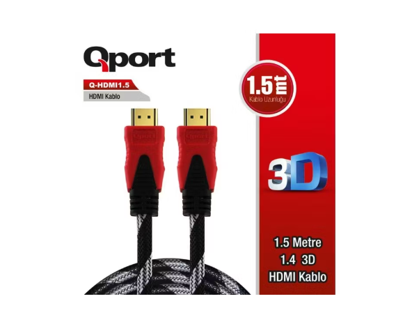 QPORT Q-HDMI1.5 HDMI 1.4 Altın Uçlu 1.5 Metre Görüntü ve Ses Aktarım Kablosu