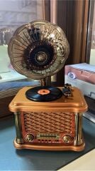 Everton RT-586 Bluetooth, FM/AM/SW 3 Bant Radyo, USB/TF/AUX Girişli Şarjlı Nostaljik Radyo - Kahverengi