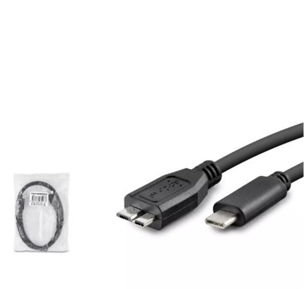 Hadron HDX1062 USB Tip-C Erkek - Micro-B USB 3.0 Erkek (Type-C to Note 4) 60 cm Harici Harddisk Bağlantı Kablosu Siyah