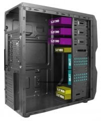 VENTO TA‑K61 650W USB 3.0 ATX Mid‑Tower LLC Marka Mid‑Tower Kasası Siyah Metal – ATX / Micro‑ATX / Mini‑ITX Uyumlu, 1×80 mm Fan, 7 Genişleme Yuvası