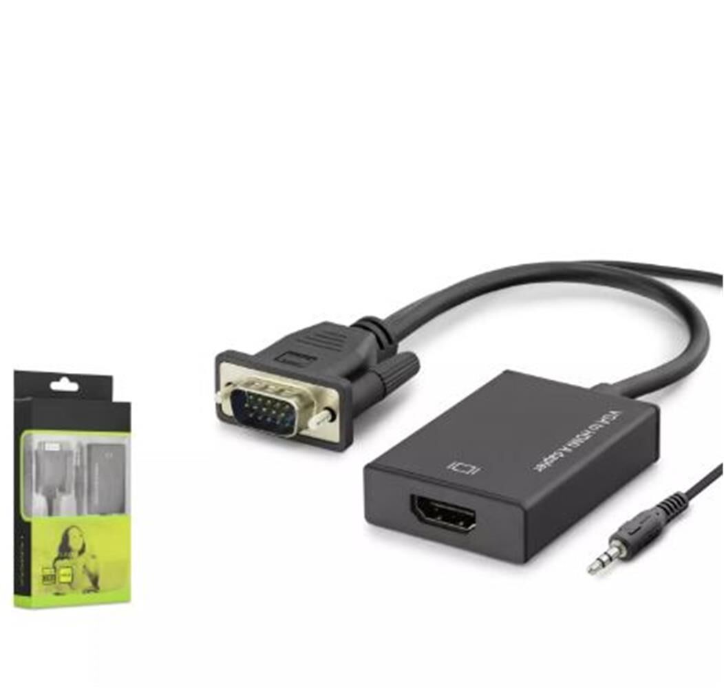 Hadron HDX7794 VGA Erkek - HDMI Dişi (VGA to HDMI F) Sesi Destekli 1080P Full HD Dönüştürücü Adaptör Siyah