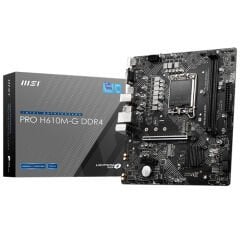 MSI PRO H610M‑G DDR4 3200 MHz Dual‑Channel DDR4 (32 GB max) Intel H610 Chipset LGA 1700 Micro‑ATX Anakart HDMI 2.1 DisplayPort 1.4 VGA M.2 PCIe 4.0 x16 USB 3.2 Gen‑1 Realtek ALC897 1 GbE