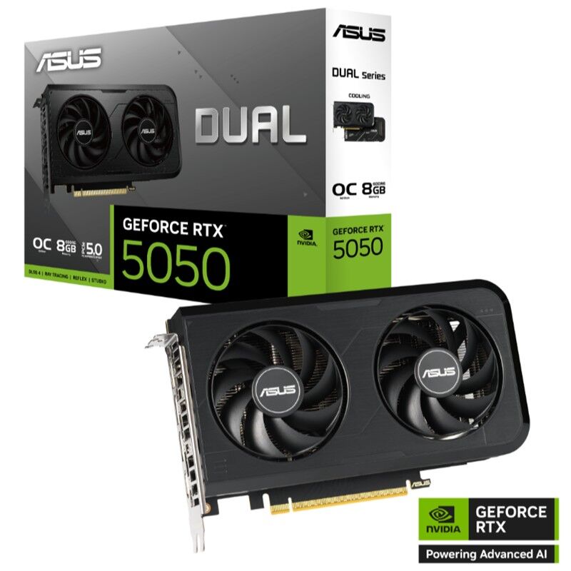 ASUS Dual GeForce RTX 5050 OC Edition DUAL-RTX5050-O8G 8GB GDDR6 128-Bit HDMI 2.1b x1 + DisplayPort 2.1b x3 PCIe 5.0 Ekran Kartı