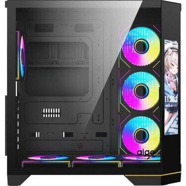 AIGO FT418 Ultra Siyah 7x L17 ARGB Fanlı 850W 80+ Bronze Gen5 LCD Mid Tower Kasa