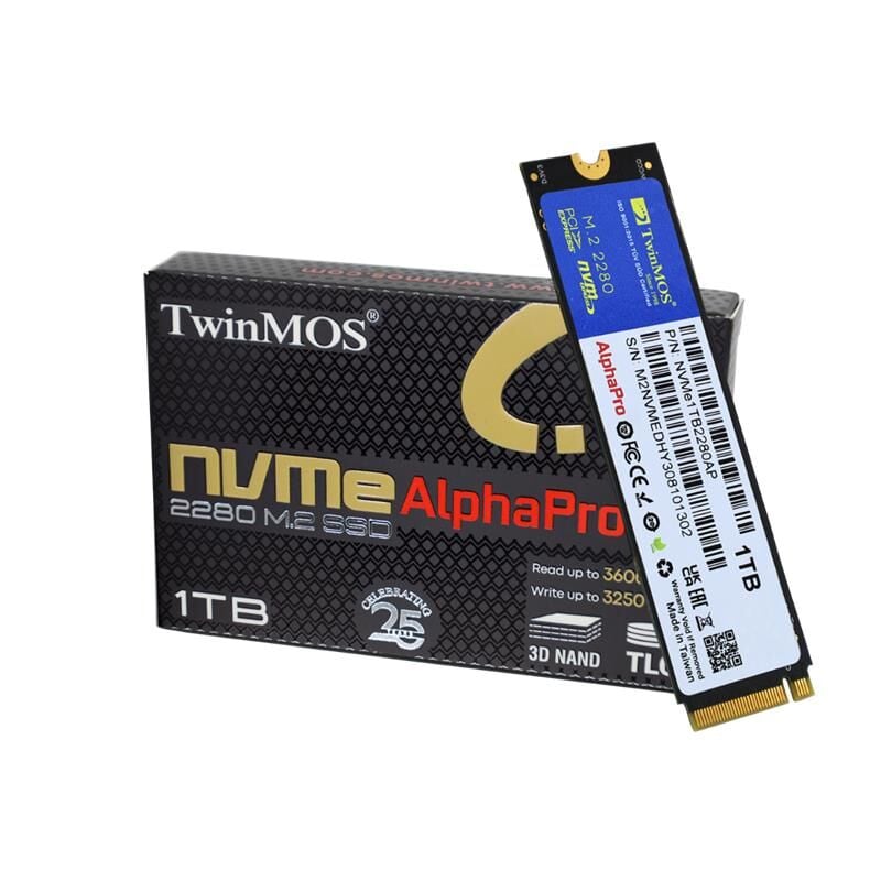 Twinmos 1TB NVMe PCIe Gen3 x4 M.2 2280 SSD (3600MB Okuma / 3250MB Yazma)