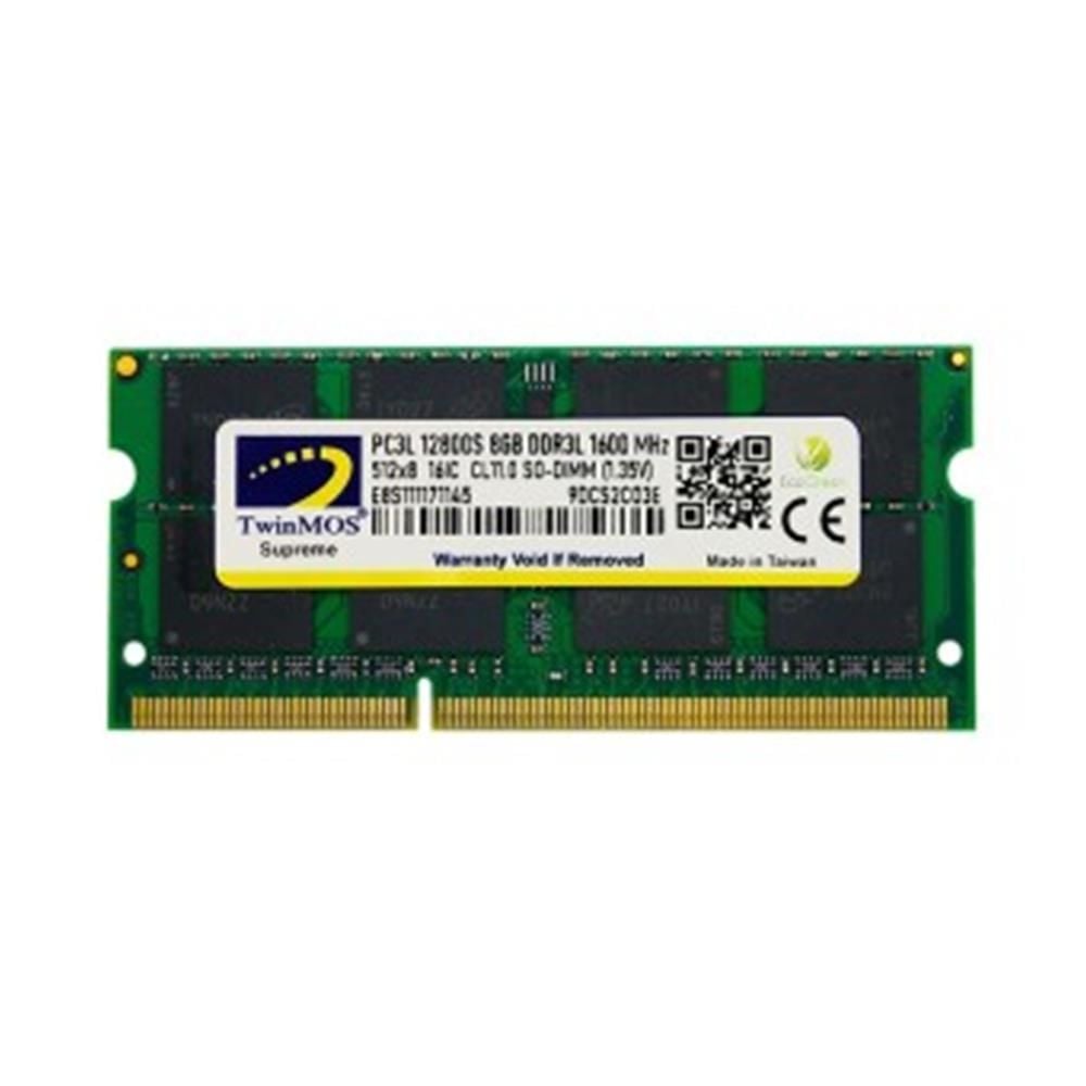 TwinMOS 8GB DDR3‑1600MHz CL16 1.5V MDD38GB1600N 204‑Pin SO‑DIMM Notebook Ram