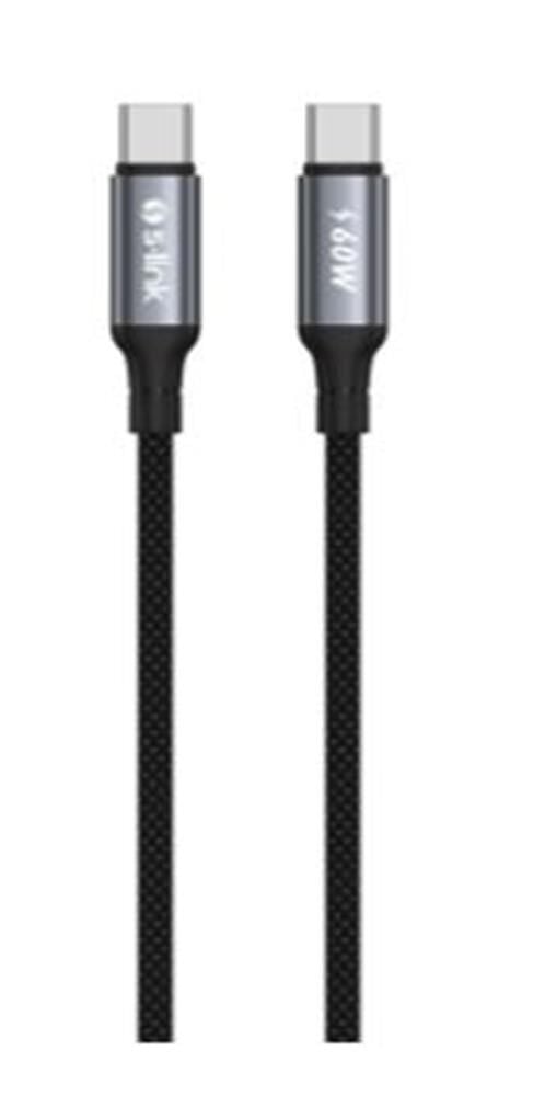 S-Link Armor CC-01 1.2 Metre 60W Type-C to Type-C PD Örgülü Metal Başlıklı Hızlı Şarj ve Veri Aktarım Kablosu Siyah