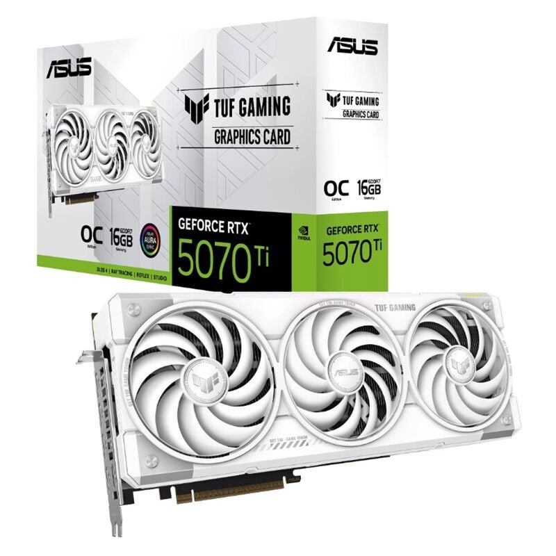 ASUS GEFORCE TUF-RTX5070TI-O16G-WASUS TUF Gaming GeForce RTX 5070 Ti OC Edition TUF-RTX5070TI-O16G-WHITE-GAMING 16GB GDDR7 256-Bit HDMI 2.1 x2 DisplayPort 2.1 x3 PCI Express 5.0 Beyaz Ekran Kartı