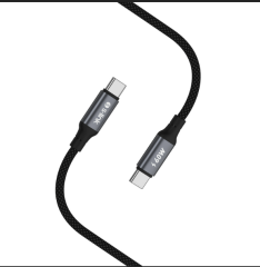 S-Link Armor CC-01 1.2 Metre 60W Type-C to Type-C PD Örgülü Metal Başlıklı Hızlı Şarj ve Veri Aktarım Kablosu Siyah