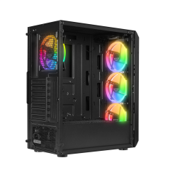 EVEREST X-RACER PEAK 600W Temperli 4*12cm RGB Fan ATX Mid-T Gaming Oyuncu Kasası