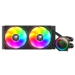 COUGAR Poseidon Elite ARGB 240 mm All‑in‑One Sıvı Soğutma Sistemi Siyah – 2×120 mm ARGB Fan, Infinity Mirror ARGB Pompa, Kablo ile Intel & AMD Uyumlu