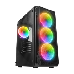 Everest X-Racer Peak 600W Temperli Cam 4x120mm RGB Fanlı ATX Mid-Tower Gaming Bilgisayar Kasası