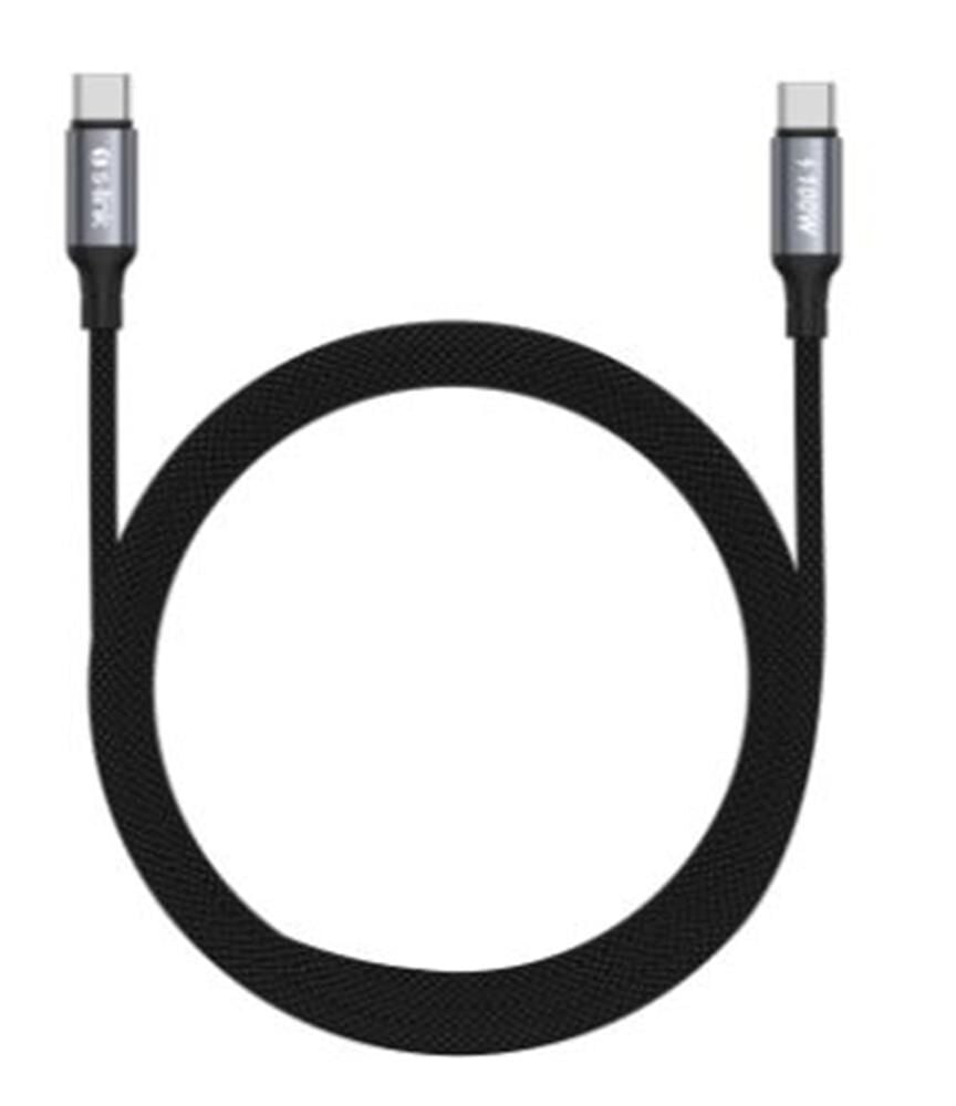 S-Link Armor CC-0100 1.2 Metre 100W Type-C to Type-C PD Örgülü Metal Başlıklı Hızlı Şarj ve Veri Aktarım Kablosu Siyah