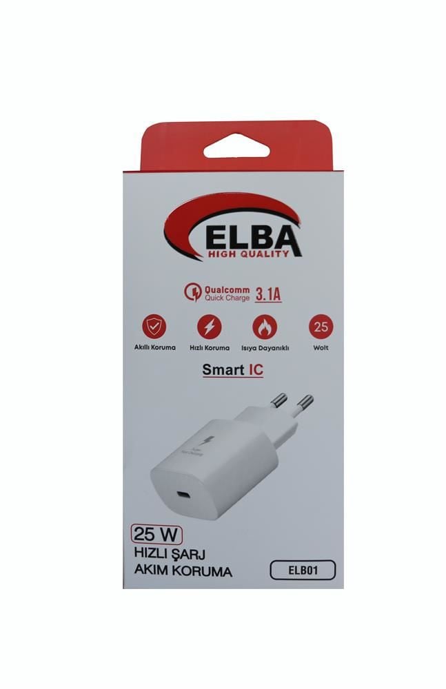 Elba ELB01-25WPD 25W Super Fast Charging USB-C PD 3.0 & QC 4.0 Ev Şarj Adaptörü (Beyaz)