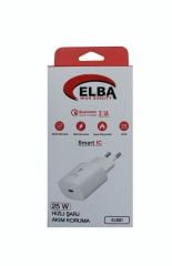 Elba ELB01-25WPD 25W Super Fast Charging USB-C PD 3.0 & QC 4.0 Ev Şarj Adaptörü (Beyaz)