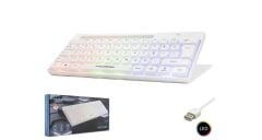 Hadron HDX2608 Rainbow LED Aydınlatmalı Beyaz Kablolu Mini Oyuncu Klavyesi - Türkçe Q