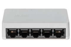 HILOOK NS‑0505D (O‑STD) 5×10/100/1000 Mbps Gigabit Unmanaged Switch – 5 Port MDI/MDIX Destekli, MAC Auto‑learning & Aging Özellikli, Desktop/Wall Mount, Metal/ABS Gövde
