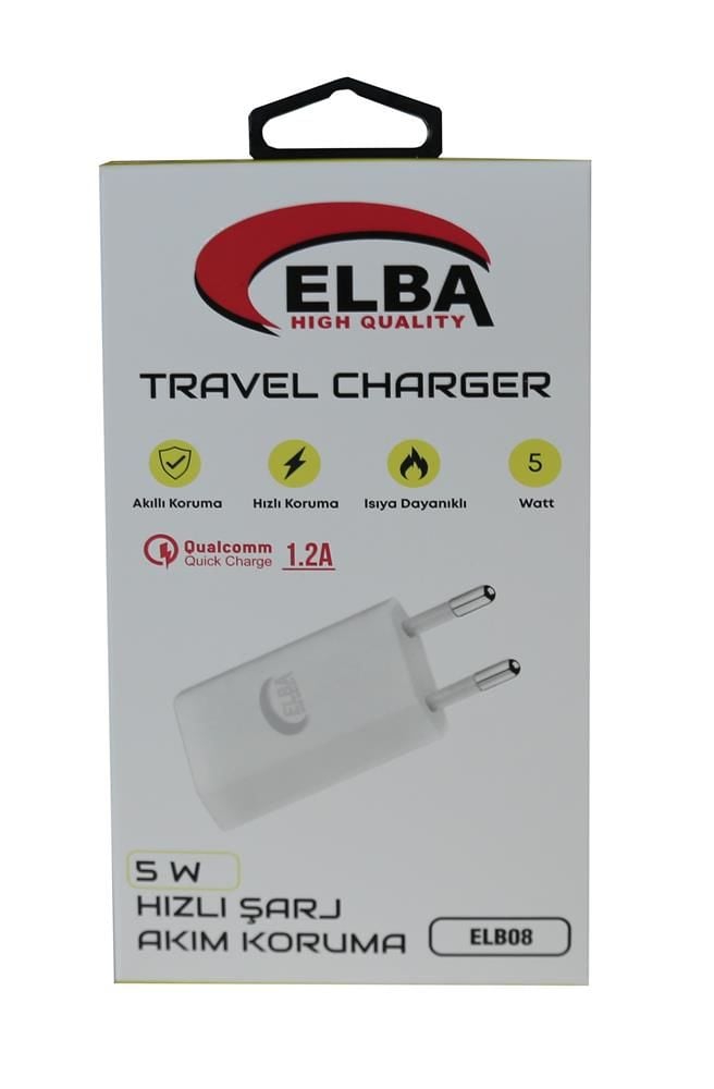 Elba ELB08 5W 1.2A Standart USB-A Ev Tipi Şarj Adaptörü (Akıllı Koruma Devreli)