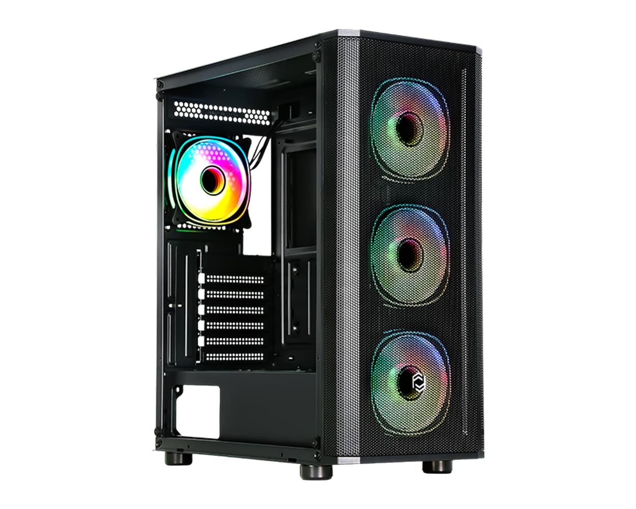 Frisby CM‑105 650W 80+ Bronze Sertifikalı ARGB Fanlı Temperli Cam & Mesh Mid Tower Kasa (ATX / Micro‑ATX / Mini‑ITX, 4×120 mm ARGB Fan, 650 W PSU Altta Konumlu)