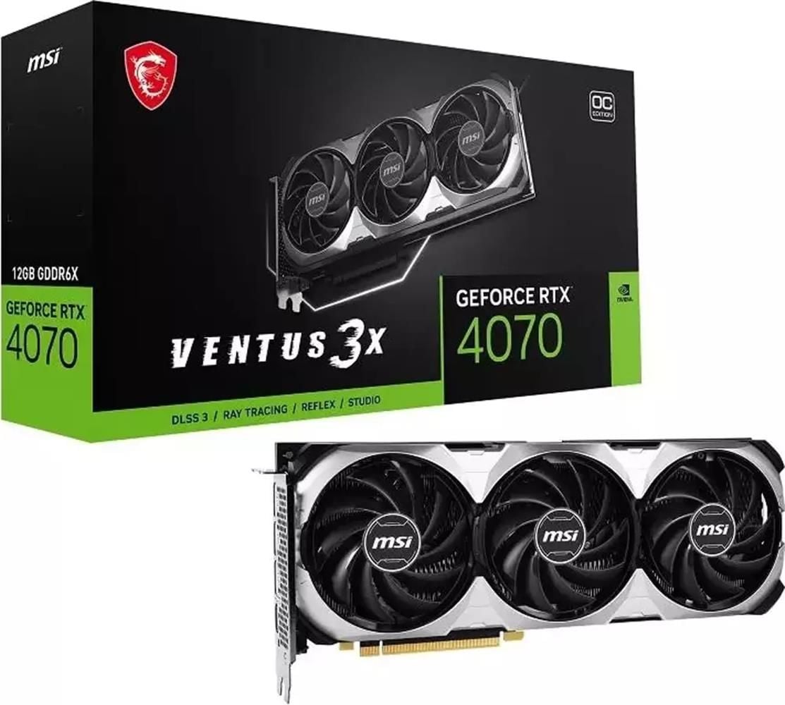 MSI GeForce RTX 4070 VENTUS 3X E1 12G OC 12 GB GDDR6X 192‑Bit PCIe 4.0 Triple‑Fan TORX FAN 4.0 DX12 Ultimate 5888 CUDA Core Gaming Ekran Kartı