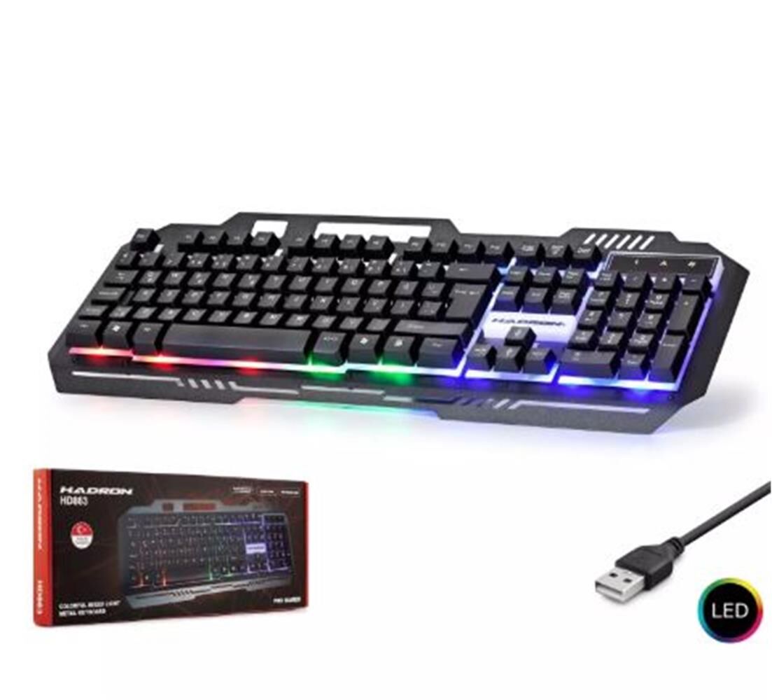 Hadron HD863 Kablolu Oyuncu Klavye Metal LED Q Siyah